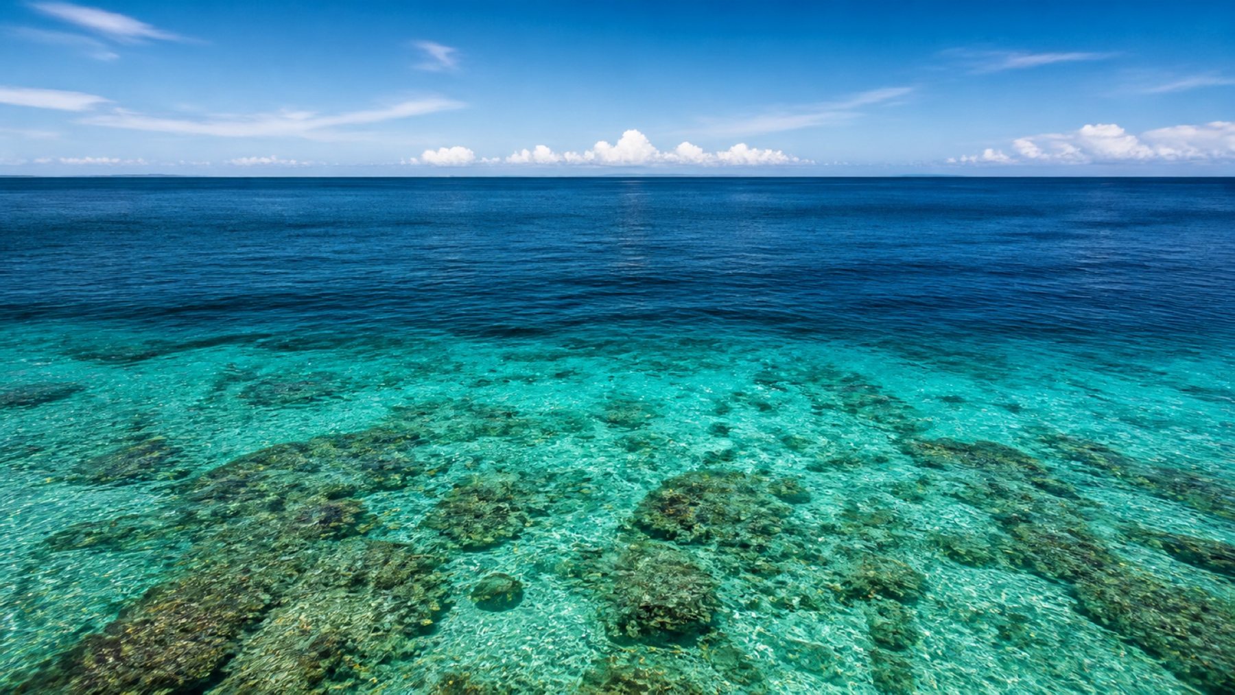 宮古ブルーの海と珊瑚礁。