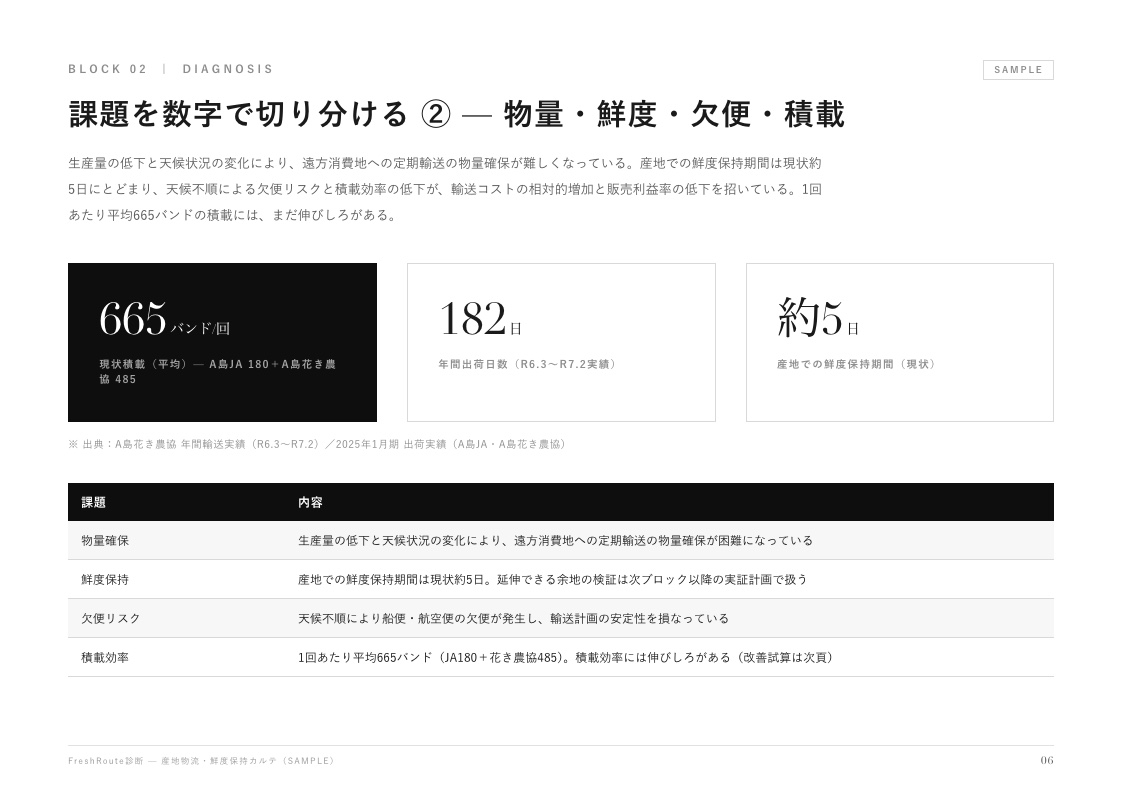 診断カルテ サンプル 課題の定量整理